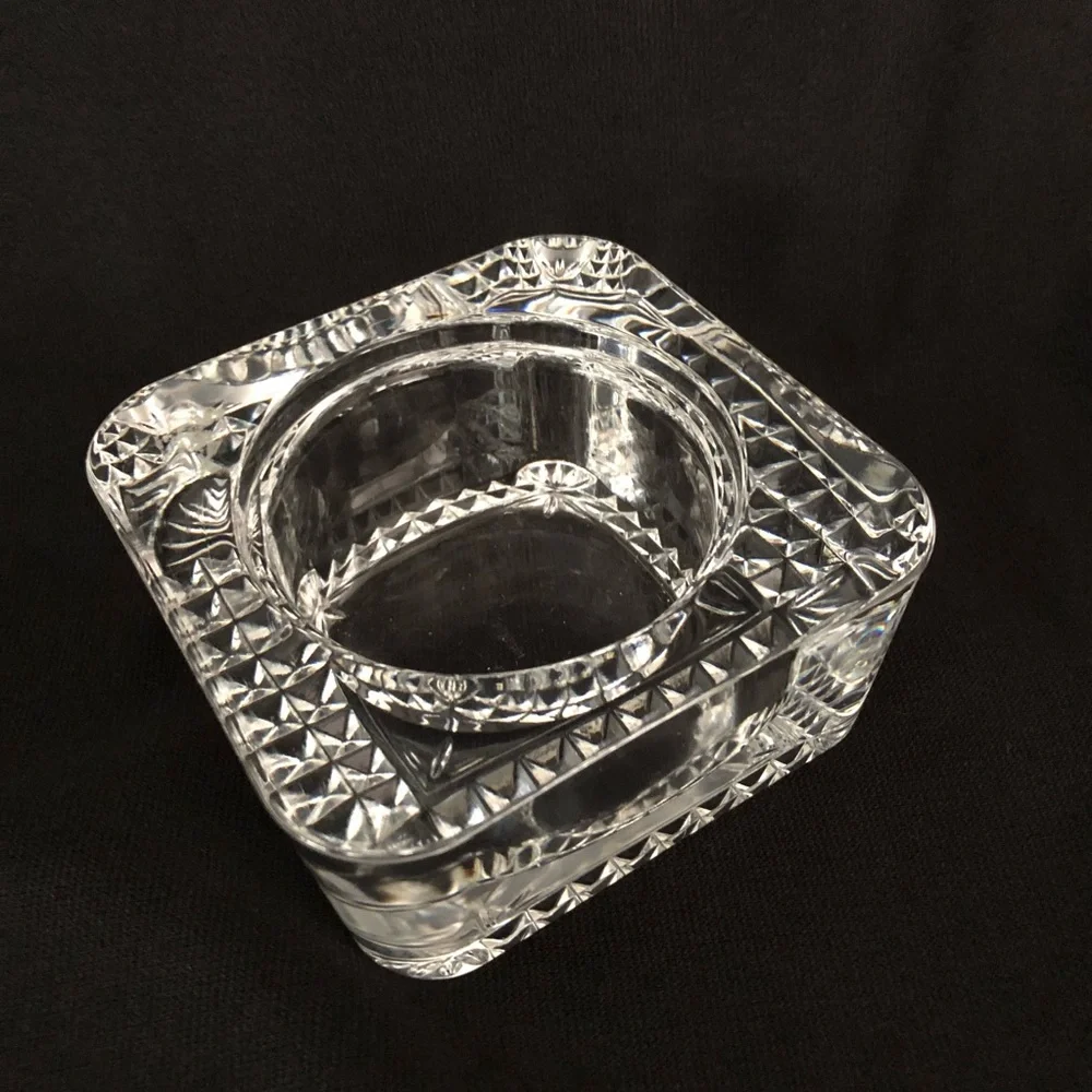 Vintage French Cut Crystal Square Candleholder Repurposed Chic